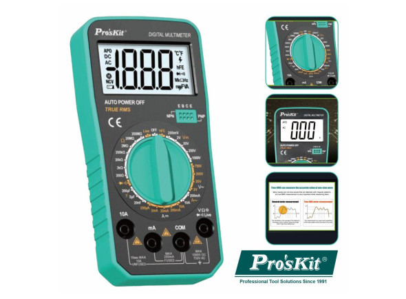 PROSKIT Multímetro Digital 3½ Retroiluminado True Rms PROSKIT Multímetro Digital 3½ Retroiluminado True Rms